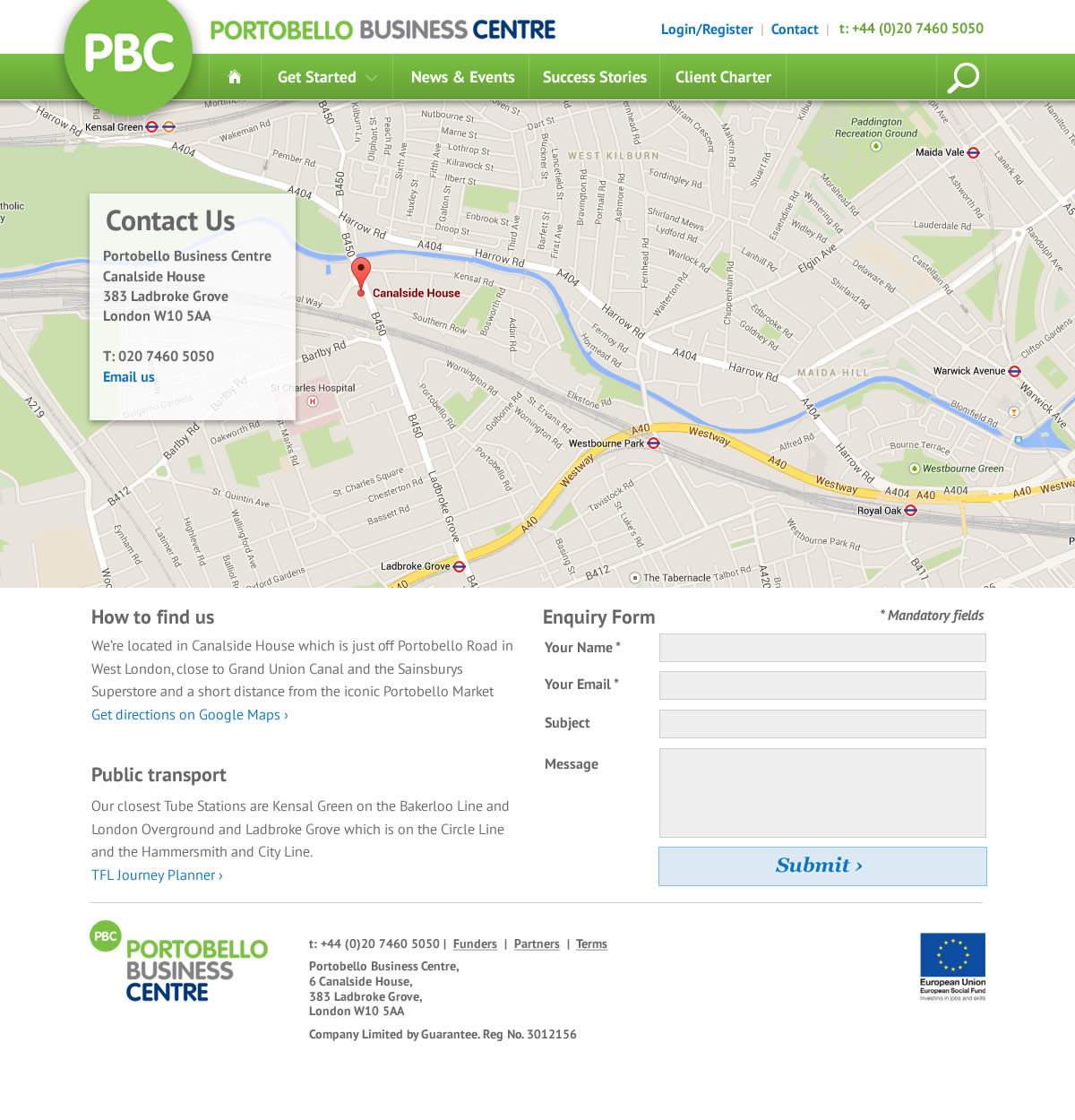 Portobello Business Centre contact page