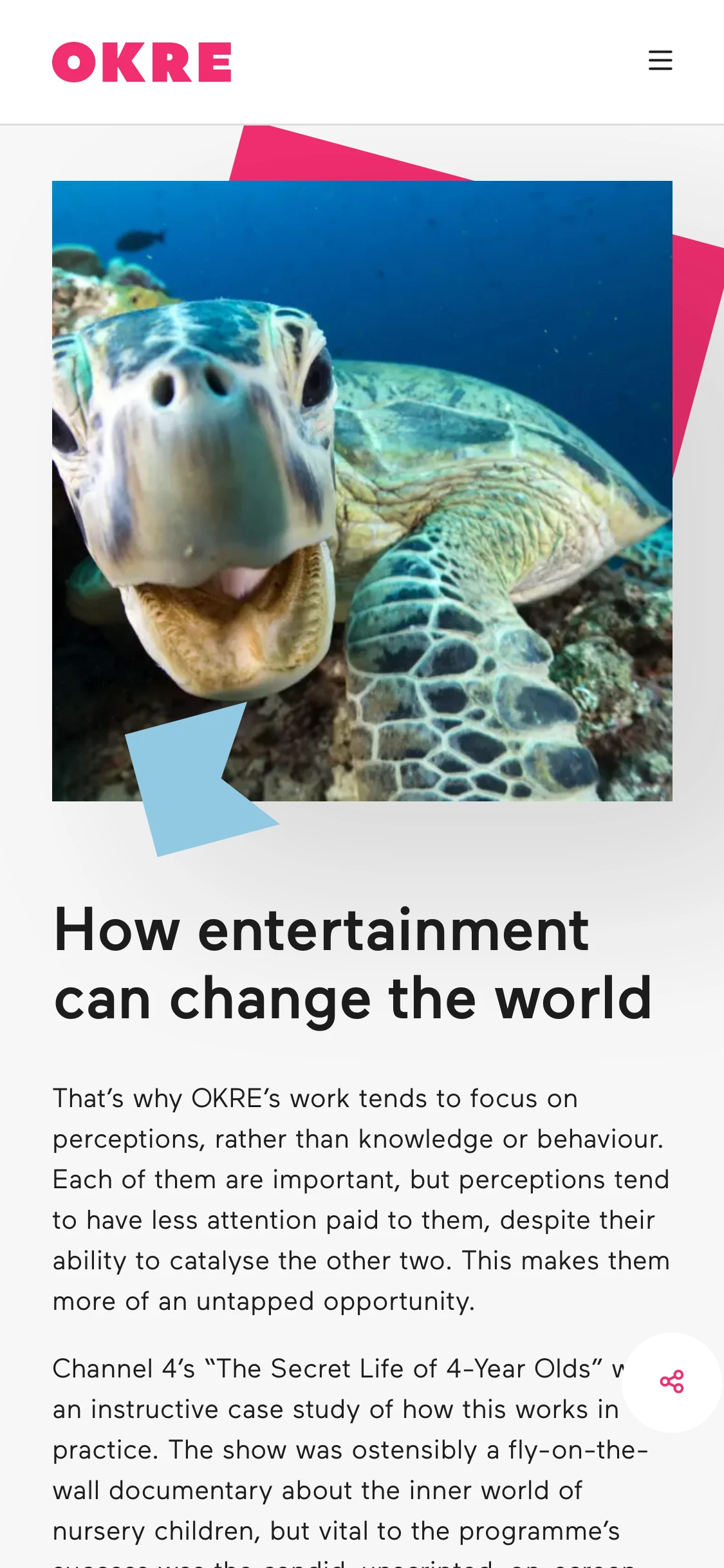 OKRE website on mobile device
