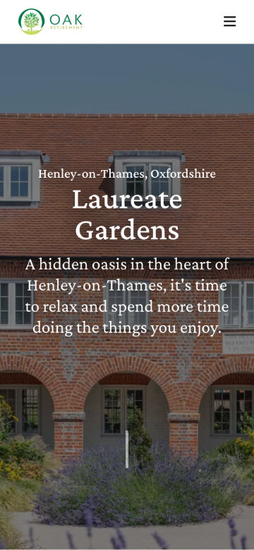 Laureate Gardens web page on mobile device