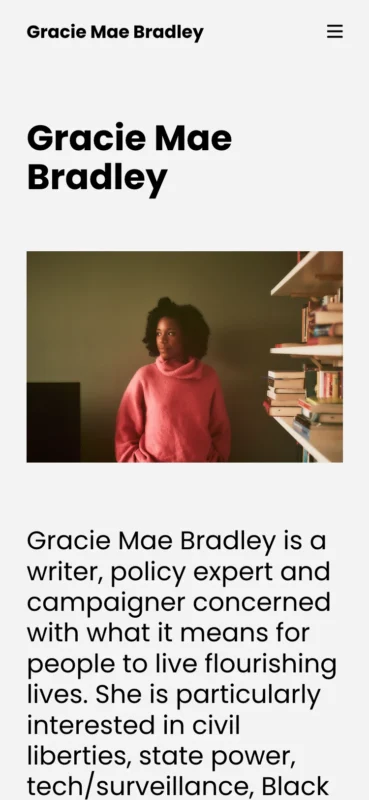 Gracie Mae Bradley website about page