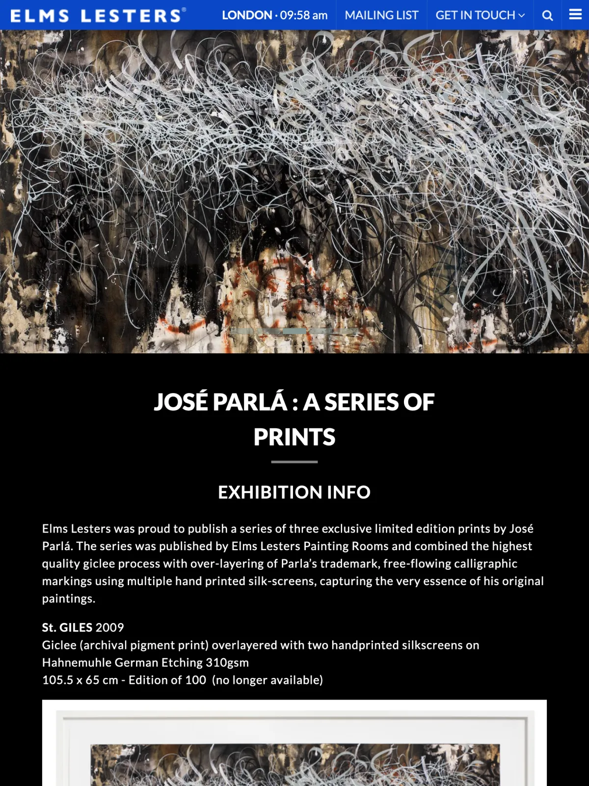 Elms Lesters website Jose Parla exhibition page