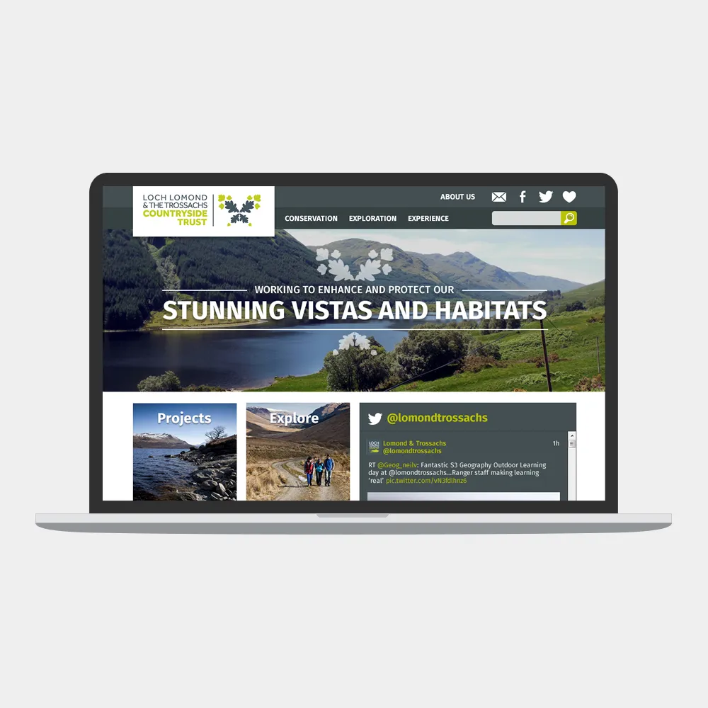 Loch Lomond and the Trossachs home page on laptop