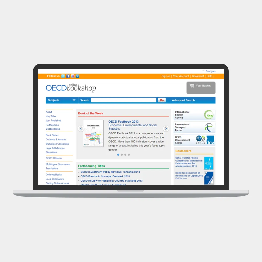 OECD Bookshop website on mobile device