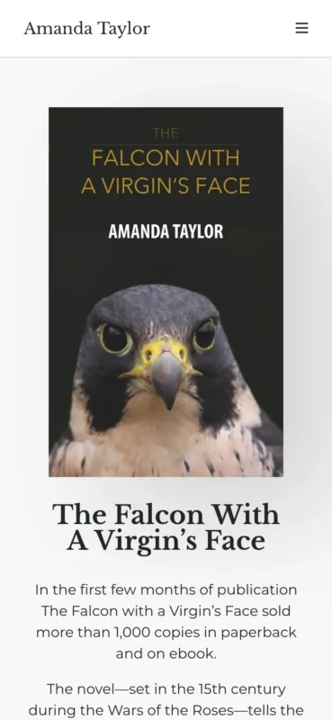 Amanda Taylor website The Falcon with a Virgins Face page