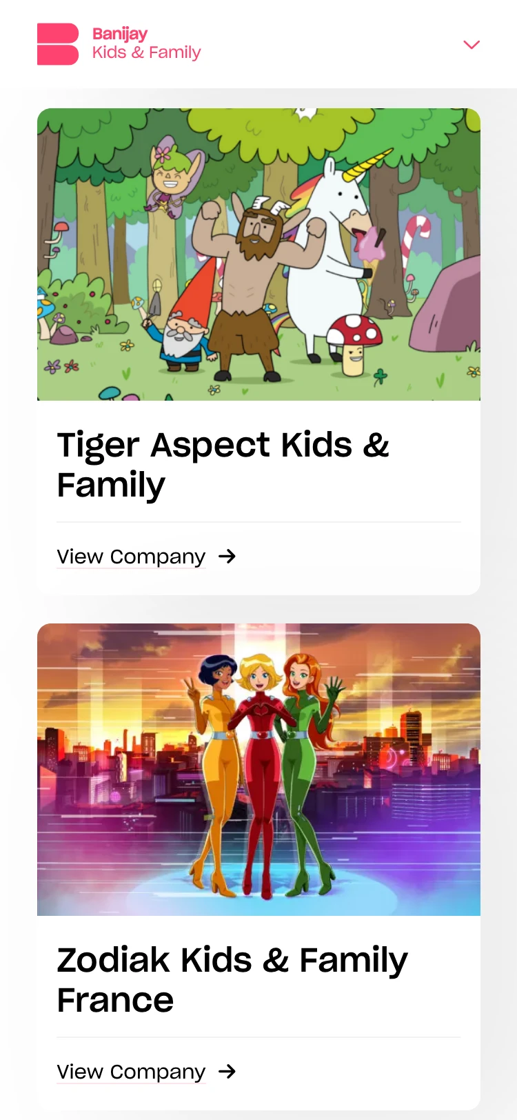 Banijay website on mebile device