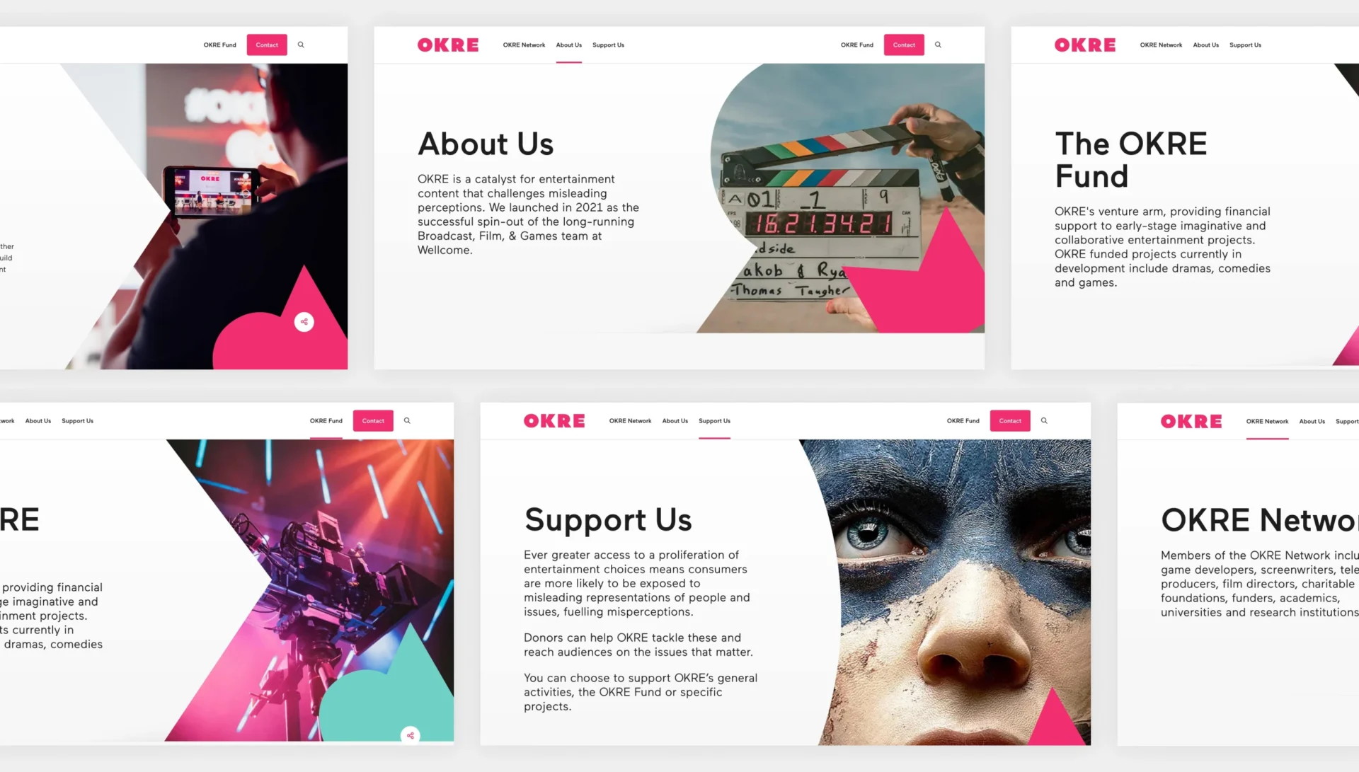 OKRE website screens