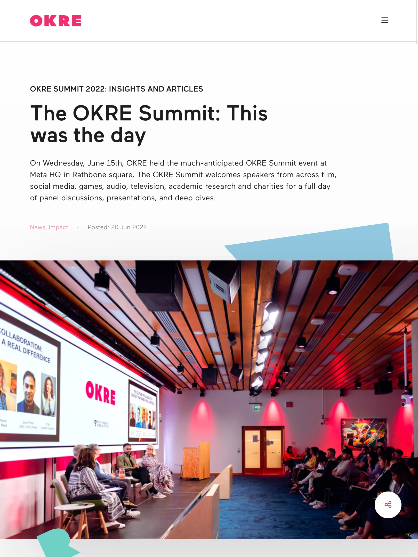 OKRE website on tablet device
